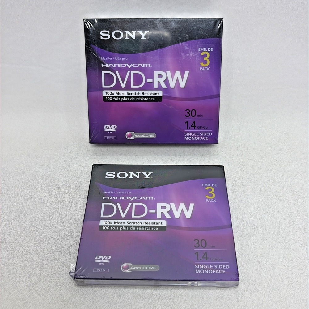 4 Sony Handycam DVD-RW Mini Discs 1.4GB 30min Single Sided Sealed New